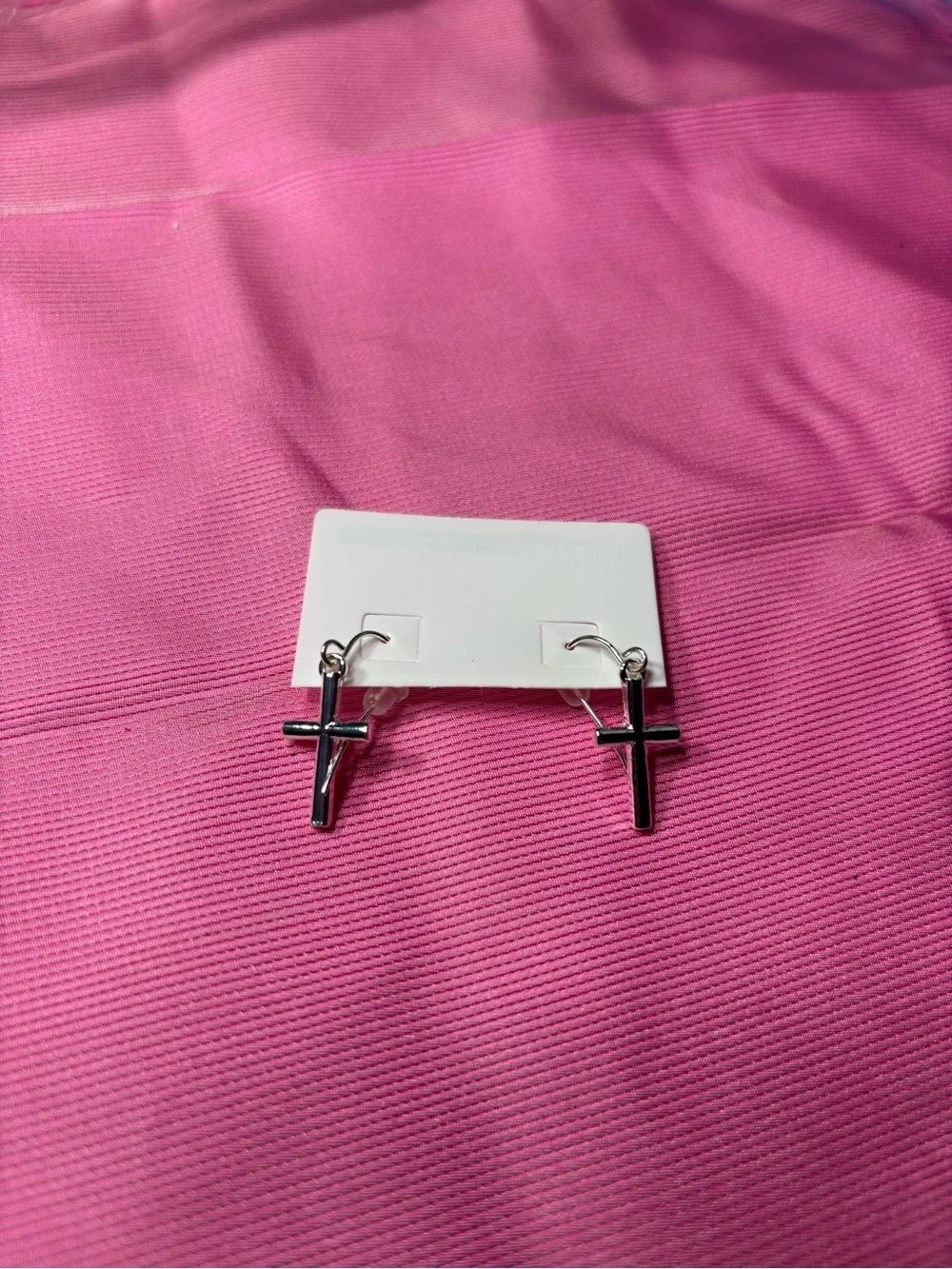 New Silver Cross Dangle Earrings - Simple Minimalist Drop